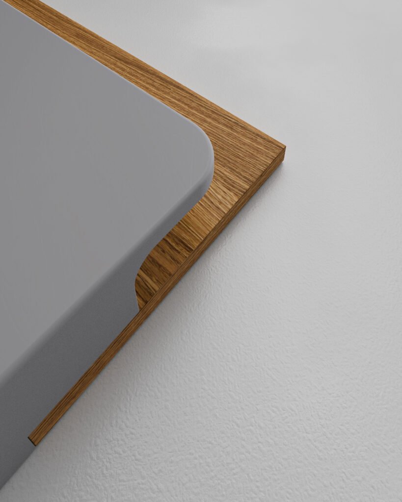 Close-up of the oak grip profile on a Molto front