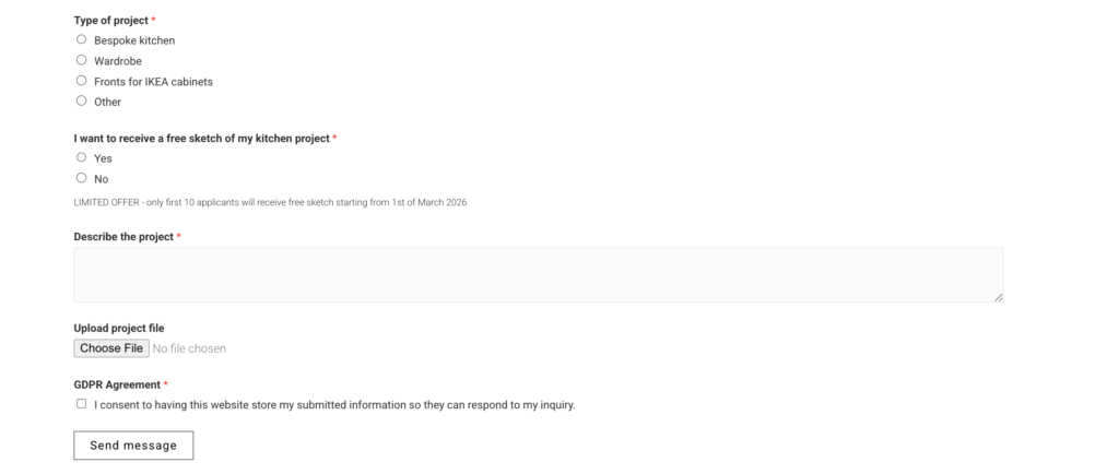 Free kitchen project sketch in March