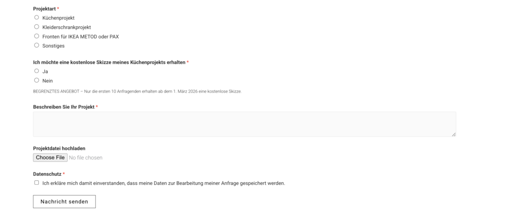 Kostenlose Skizze für Ihr Küchenprojekt im März