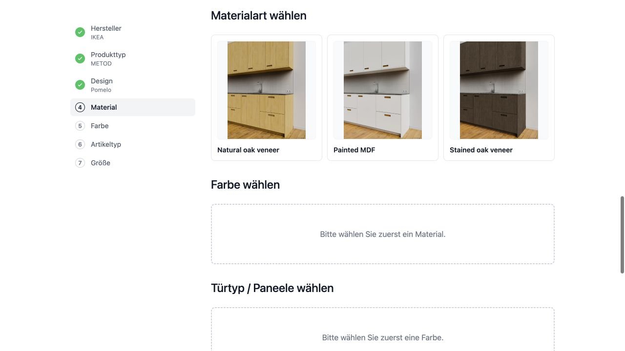 Natürliches Eichenfurnier, lackiertes MDF und gebeiztes Eichenfurnier für Pomelo Fronten